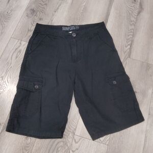 Surplus Black Cargo Shorts with Buttoned Utility Pockets